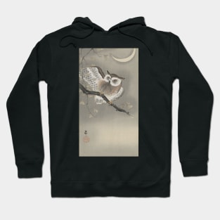 Moon and Owl by Koson Ohara Hoodie